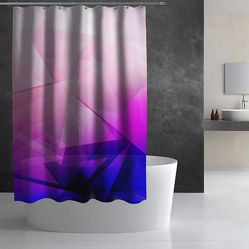 Шторка для ванной Неоновая геометрия осколки / 3D-принт – фото 2