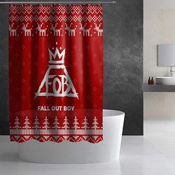 Шторка для душа Новогодний Fall Out Boy с оленями, цвет: 3D-принт — фото 2