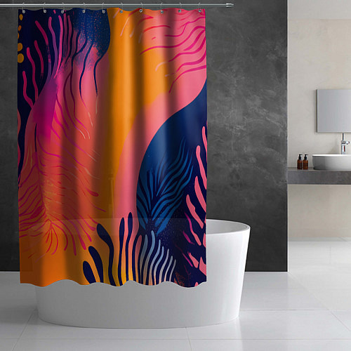 Шторка для ванной Векторная абстракция с растениями - нейросеть / 3D-принт – фото 2