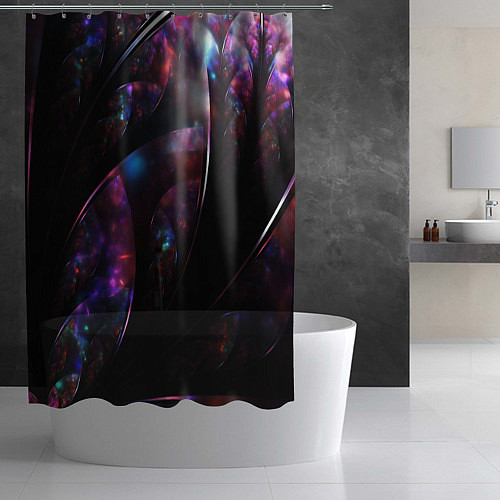 Шторка для ванной Неоновая психоделика абстракция / 3D-принт – фото 2