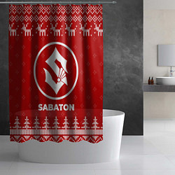 Шторка для душа Новогодний Sabaton с оленями, цвет: 3D-принт — фото 2