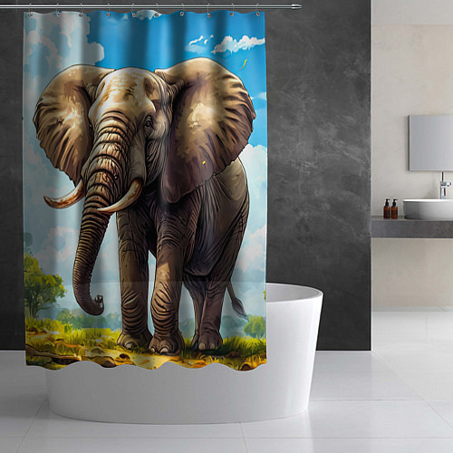 Шторка для ванной Огромный слон / 3D-принт – фото 2