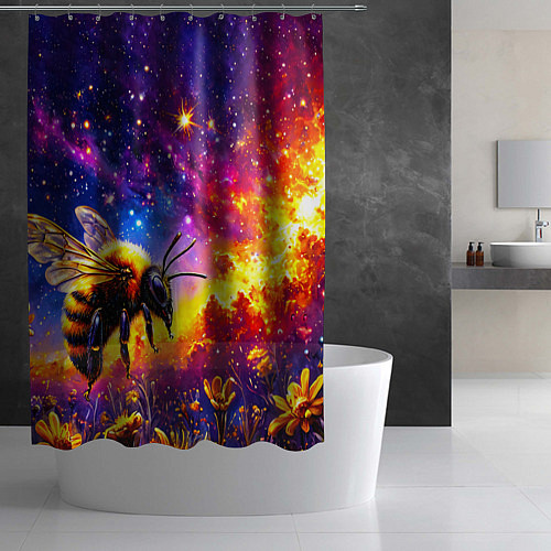 Шторка для ванной Пчелка в космосе / 3D-принт – фото 2