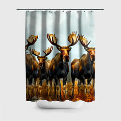 Шторка для душа Лоси, цвет: 3D-принт