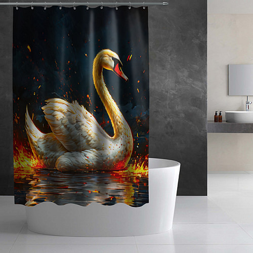 Шторка для ванной Лебедь в огне / 3D-принт – фото 2
