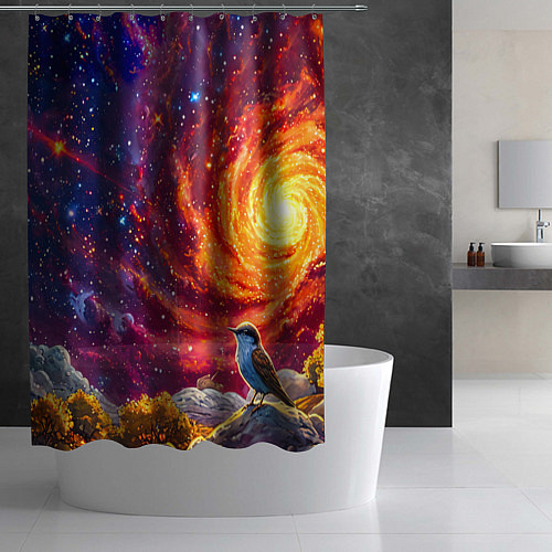 Шторка для ванной Кукушка в космосе / 3D-принт – фото 2
