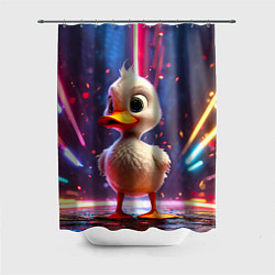 Шторка для душа Уточка в неоне, цвет: 3D-принт