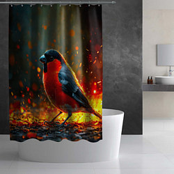 Шторка для душа Снегирь в огне, цвет: 3D-принт — фото 2