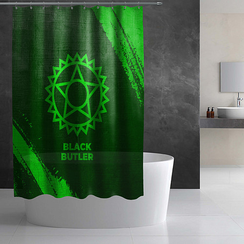 Шторка для ванной Black Butler - green gradient / 3D-принт – фото 2