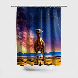 Шторка для душа Верблюд и звездное небо, цвет: 3D-принт