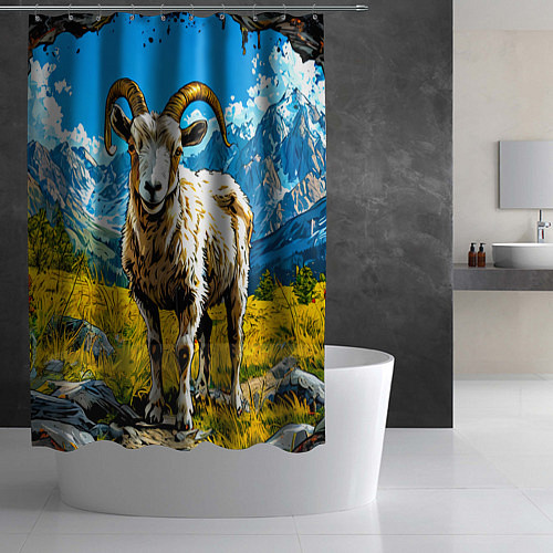 Шторка для ванной Горный козел / 3D-принт – фото 2