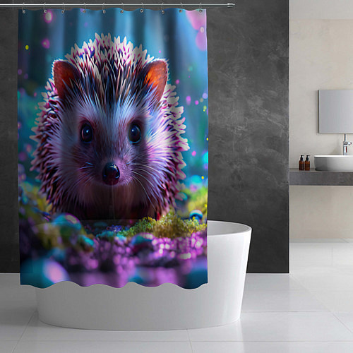 Шторка для ванной Ёжики в сказаочном лесу / 3D-принт – фото 2