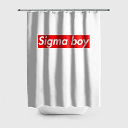 Шторка для душа A real sigma boy merch meme надпись из песни в тик, цвет: 3D-принт