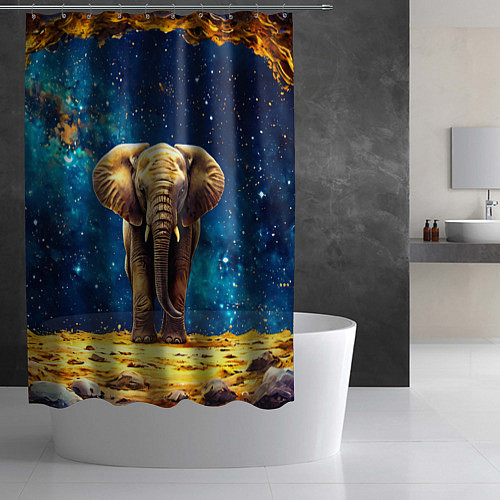 Шторка для ванной Слон и космическое небо / 3D-принт – фото 2