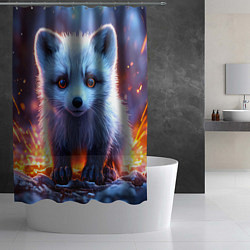 Шторка для душа Песец в искрах, цвет: 3D-принт — фото 2