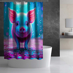 Шторка для душа Свинка в розовом свете, цвет: 3D-принт — фото 2