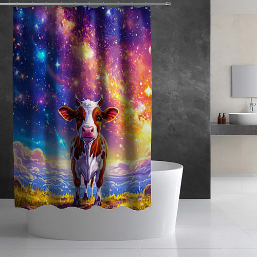 Шторка для ванной Коровка и звездное небо / 3D-принт – фото 2