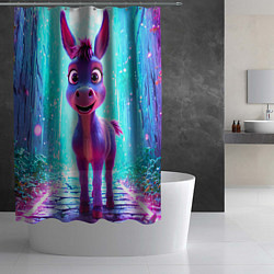 Шторка для душа Ослик в неоновых искрах, цвет: 3D-принт — фото 2