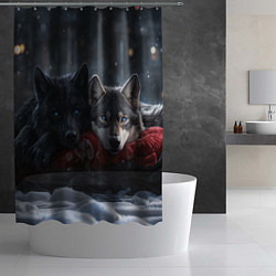 Шторка для душа Love wolfs, цвет: 3D-принт — фото 2