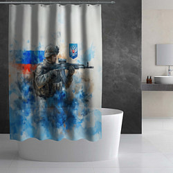 Шторка для душа Русский солдат и герб РФ, цвет: 3D-принт — фото 2