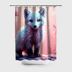 Шторка для душа Песец в розовом лесу, цвет: 3D-принт