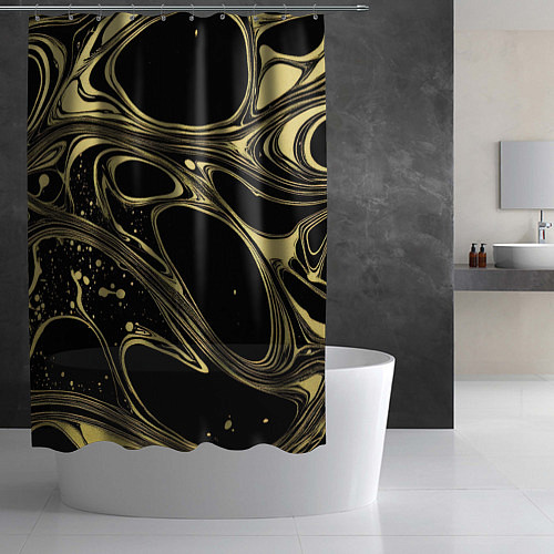 Шторка для ванной Разводы в виде кругов и линий - текстура / 3D-принт – фото 2