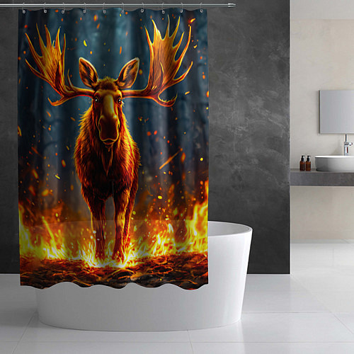 Шторка для ванной Лось в огне / 3D-принт – фото 2