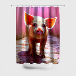 Шторка для душа Поросенок в розовом, цвет: 3D-принт