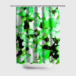 Шторка для душа Green and white abstraction on a black background, цвет: 3D-принт