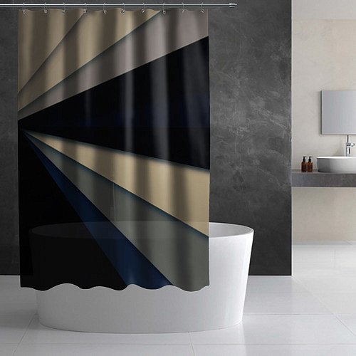 Шторка для ванной Фрактальные линии - темный / 3D-принт – фото 2
