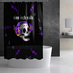 Шторка для душа Nine Inch Nails неоновый череп, цвет: 3D-принт — фото 2