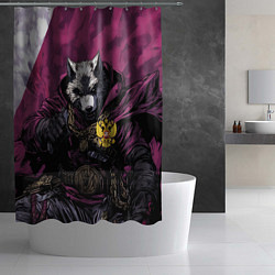 Шторка для душа Волк с золотым гербом РФ, цвет: 3D-принт — фото 2