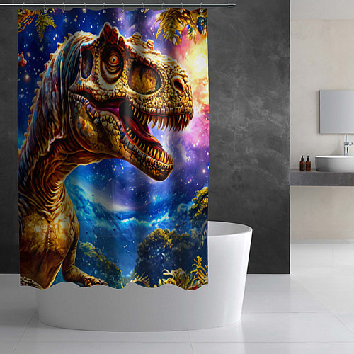 Шторка для ванной Тираннозаври звездная ночь / 3D-принт – фото 2
