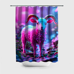 Шторка для душа Козлик в розовом, цвет: 3D-принт