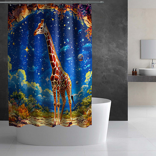 Шторка для ванной Жираф в звездную ночь / 3D-принт – фото 2