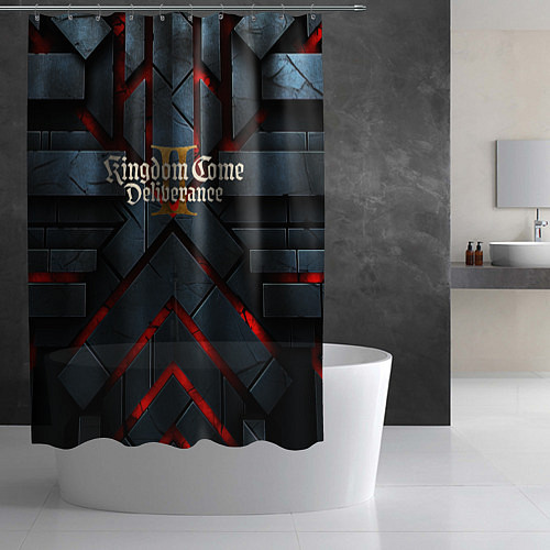 Шторка для ванной Kingdom Come Deliverance 2 каменные плиты / 3D-принт – фото 2