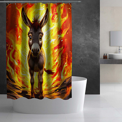 Шторка для ванной Ослик в огне / 3D-принт – фото 2