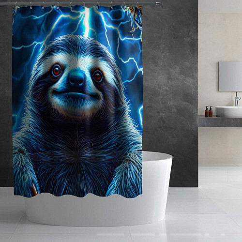 Шторка для ванной Ленивец в разрядах молний / 3D-принт – фото 2
