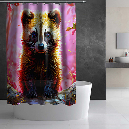 Шторка для ванной Росомаха в розовом лесу / 3D-принт – фото 2
