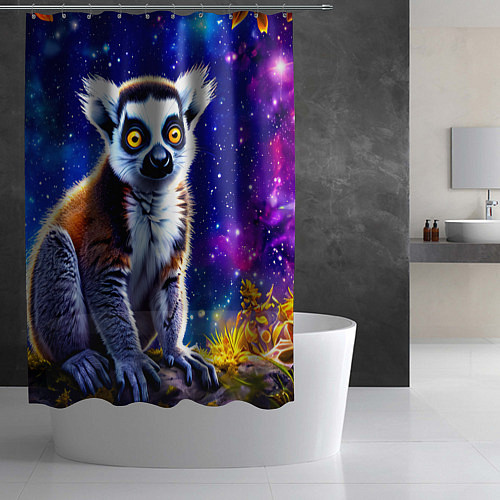Шторка для ванной Лемур и звездная ночь / 3D-принт – фото 2