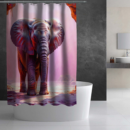 Шторка для ванной Слон в розовом / 3D-принт – фото 2