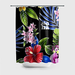 Шторка для душа Tropical flowers - aloha, цвет: 3D-принт