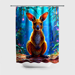 Шторка для душа Кенгуру в джунглях, цвет: 3D-принт