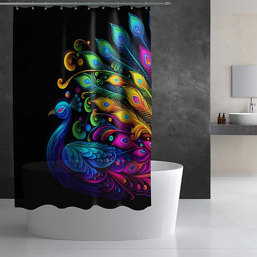 Шторка для ванной Neon peacock - art / 3D-принт – фото 2