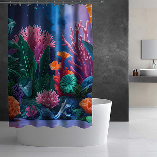 Шторка для ванной Подводные кораллы / 3D-принт – фото 2