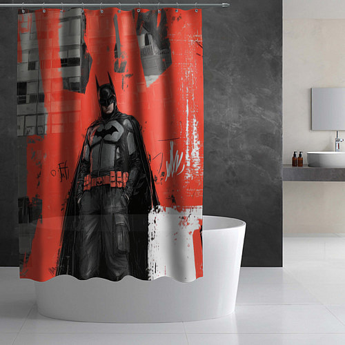 Шторка для ванной Бэтмен граффити на стене / 3D-принт – фото 2