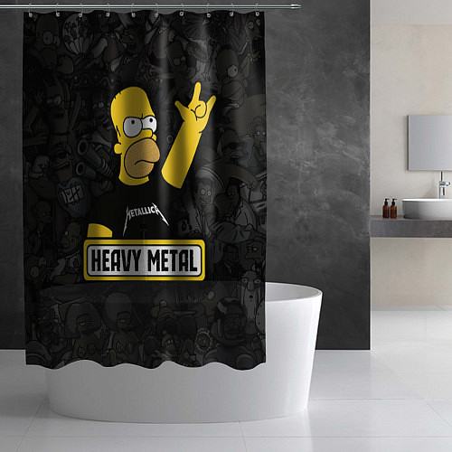 Шторка для ванной Heavy metal Гомер симпсон / 3D-принт – фото 2