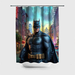 Шторка для душа Бэтмен неоновый город, цвет: 3D-принт