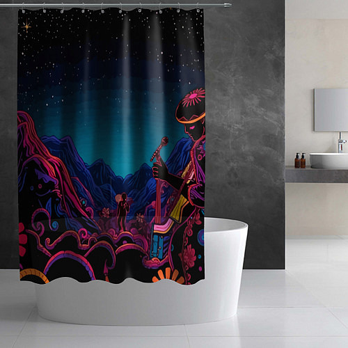 Шторка для ванной Psychedelic music art / 3D-принт – фото 2