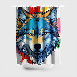 Шторка для душа Волк яркий арт, цвет: 3D-принт